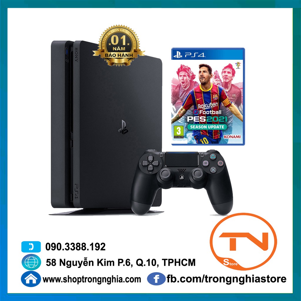 Máy PS4 Slim CUH-2218B 1TB Sony + 2 tay cầm + Đĩa Pes 2021