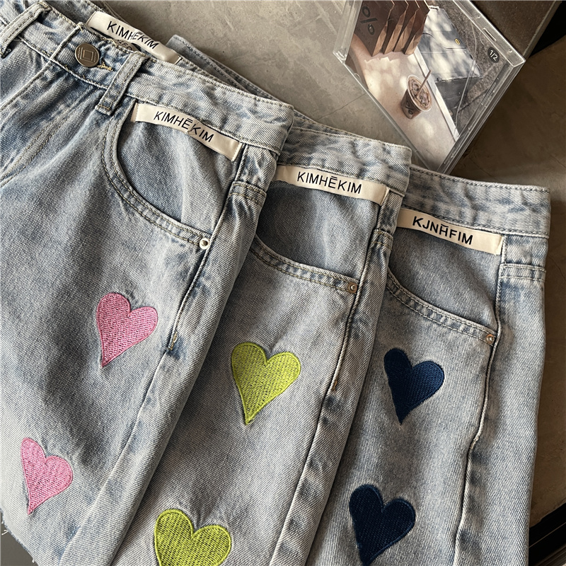 Quần short jeans denim lưng cao thời trang Hàn Quốc cho nữ