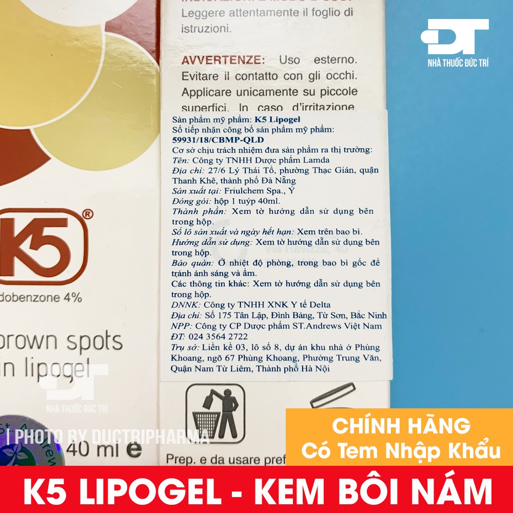 Kem Giảm Nám K5 Lipogel - Sử Dụng Tại Viện Da Liễu Trung Ương, Hiệu Quả Trên Nám Chân Sâu, Nám Mảng, Nám Sau Sinh