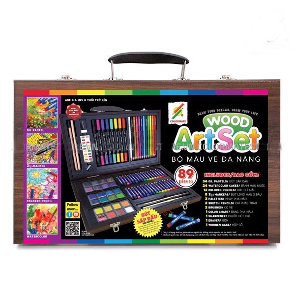 Bút màu colormate hộp gỗ M89 cao cấp