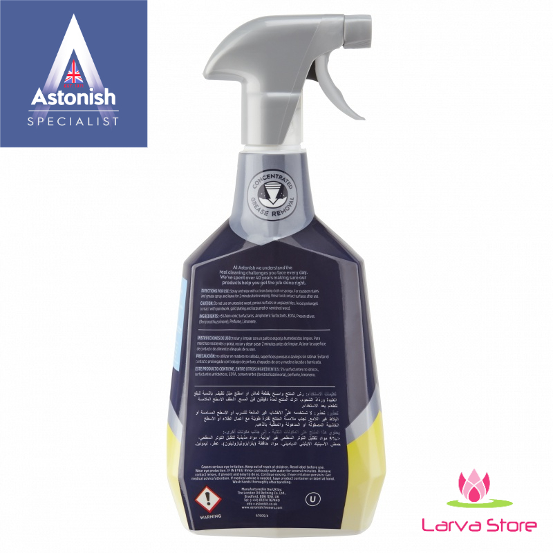Chai Xịt Tẩy Vệ Sinh Mạnh Mẽ Khu Vực Bếp Astonish C6760 750ml - Hương Chanh Tươi
