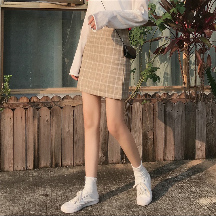Chân Váy Nữ Lưng Cao Kẻ Sọc Caro Phong Cách Retro | BigBuy360 - bigbuy360.vn