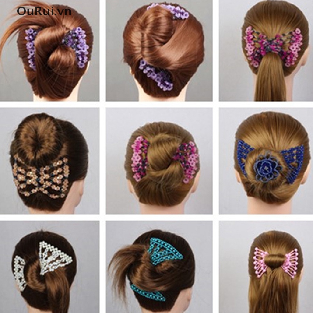 Lược Cài Tóc Co Giãn Đính Hạt Hình Hoa Đáng Yêu