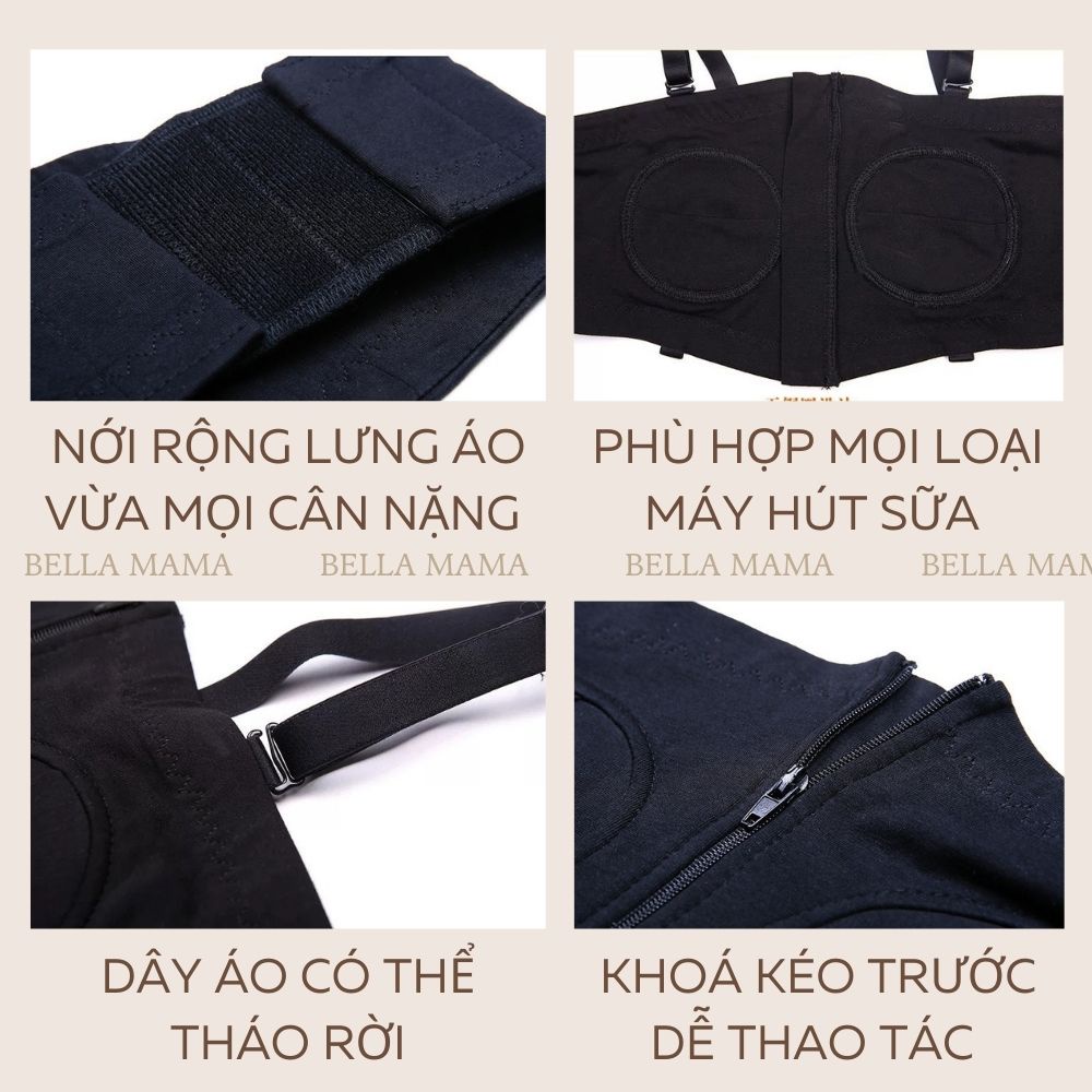 Áo Hút Sữa Rảnh Tay Áo Vắt Sữa Có Dây Tặng Kèm Chất Liệu Cotton Sandex Loại 1 Bella Mama A07