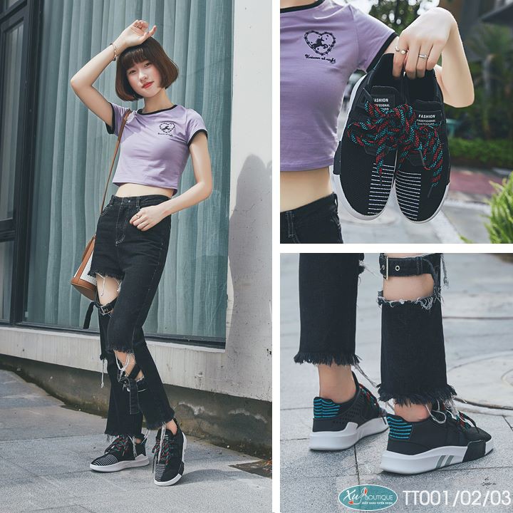 (Lẻ Size 35 36 SALE 79k) - Giày Thể Thao Nữ, Sneaker Buộc Dây Hàn Quốc Đi Chơi Êm Chân TT001/02/03