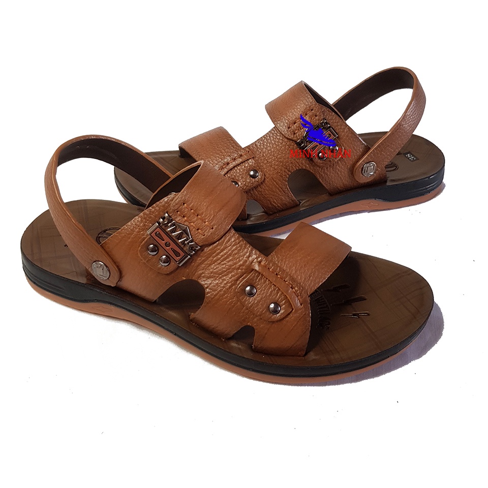 Dép da nam Xăng đan Sandal nam da bò xịn quai ngang quai hậu cao cấp xuất khẩu thời trang đẹp giá rẻ Q-4