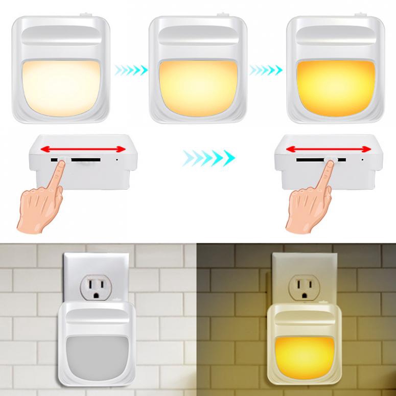 Đèn ngủ Led có thể điều chỉnh độ sáng cắm ổ điện trên tường với cảm biến thông minh