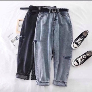 (Size Đại) quần baggy rách 2 bên ảnh thật