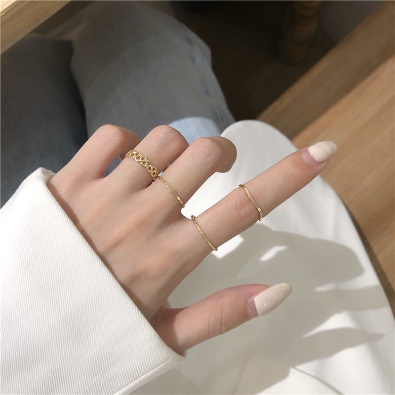 Set 4 Nhẫn Thanh Mảnh Phong Cách Thanh Lịch - Vani Store [TS000608]