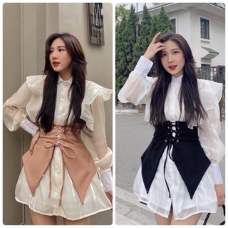 SET ĐẦM SƠ MI BÈO KÈM TAG ĐAN EO (KÈM VIDEO HÌNH THẬT)