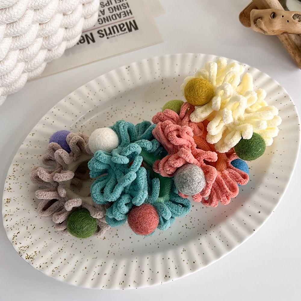 Dây Cột Tóc Đính Bóng Lông Phong Cách Hàn Quốc Ngọt Ngào Cho Nữ