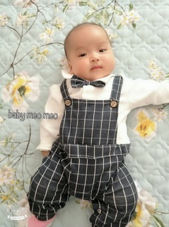 Body quần yếm bé trai thu đông sơ mi