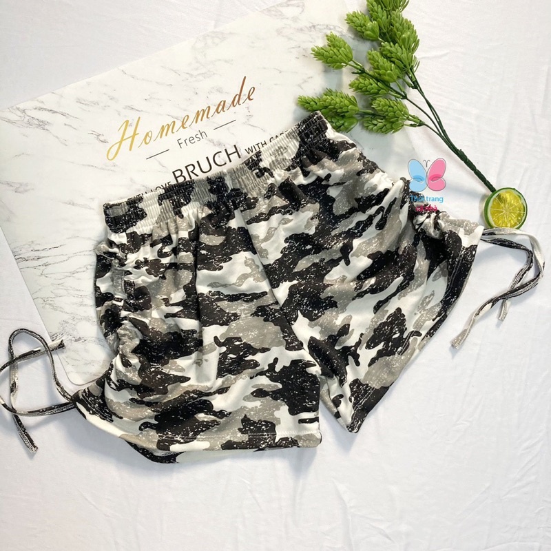 Quần đùi rút dây freesize từ 40kg-45kg thun da cá phối - Cho Bé Gái - Cho Nữ- QU82
