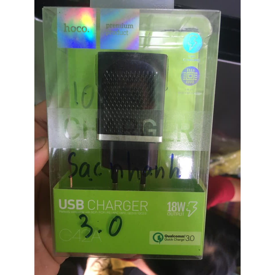 [Mã 2404EL10K giảm 10K đơn 20K] CHÍNH HÃNG Củ sạc nhanh Hoco C42A Sạc Nhanh Quick Charge QC3.0 {BẢO HÀNH ĐỔI MỚI}