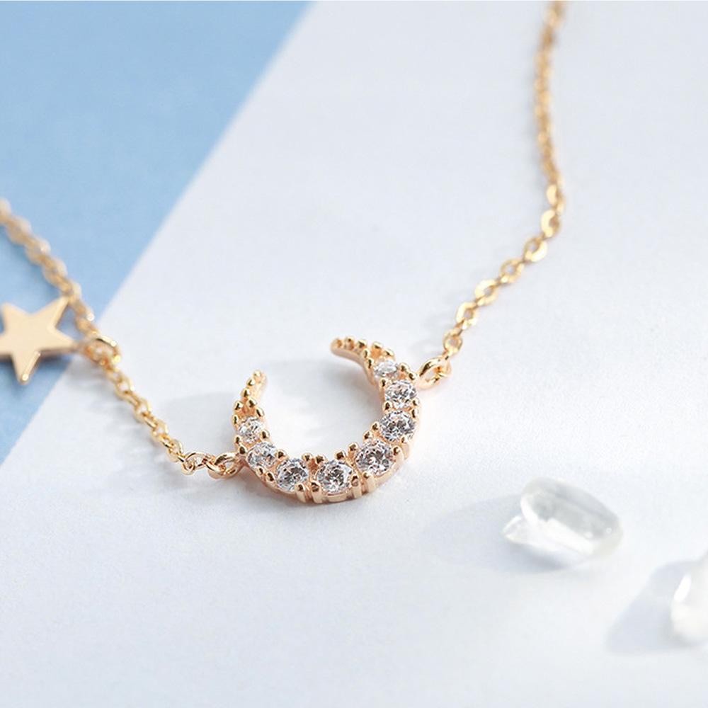 MXGOODS Vòng cổ Mặt Trăng Khuyết Dễ Thương Cho Nữ