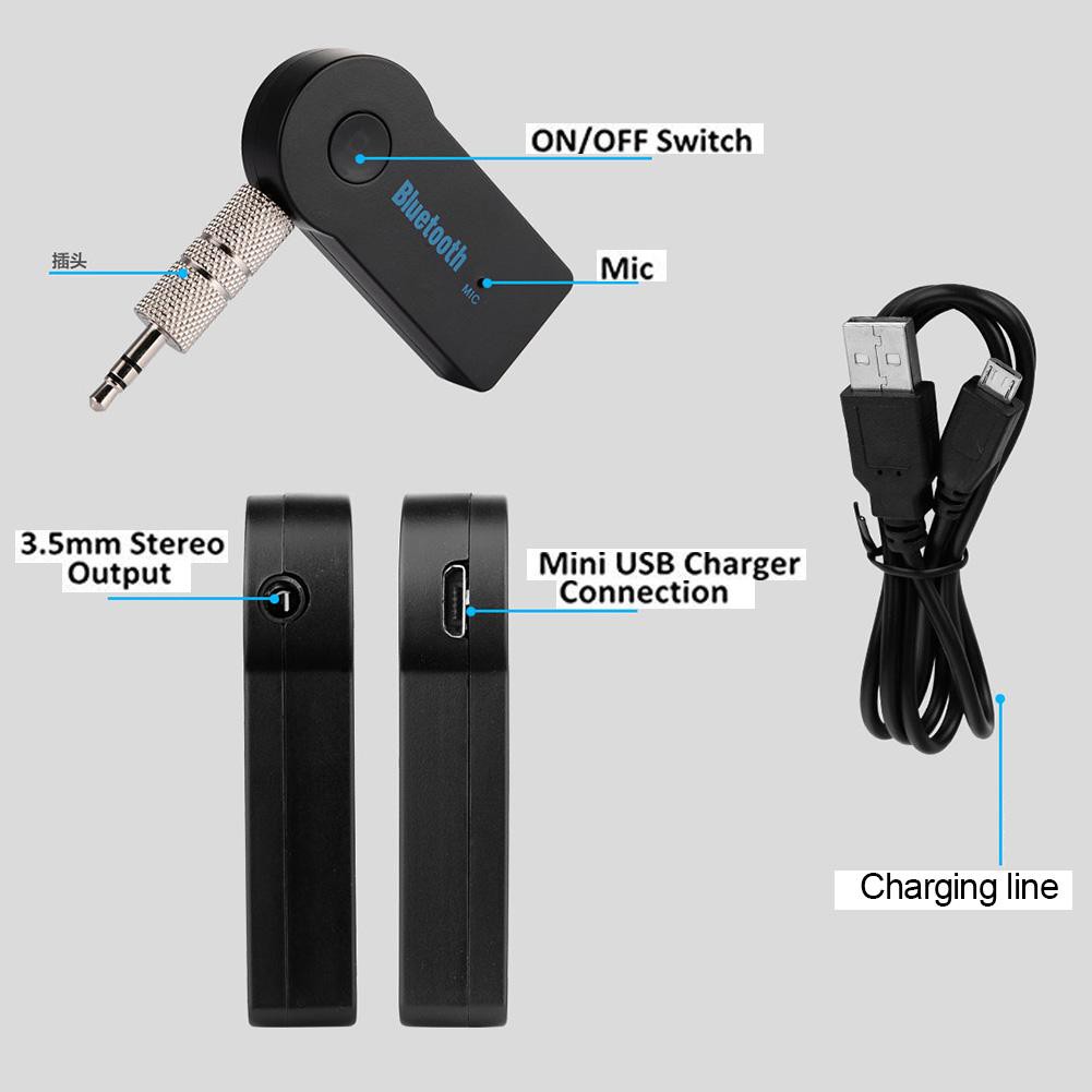 Bộ chuyển đổi tín hiệu âm thanh bluetooth 3.0 không dây giắc AUX 3.5mm cao cấp cho xe ô tô