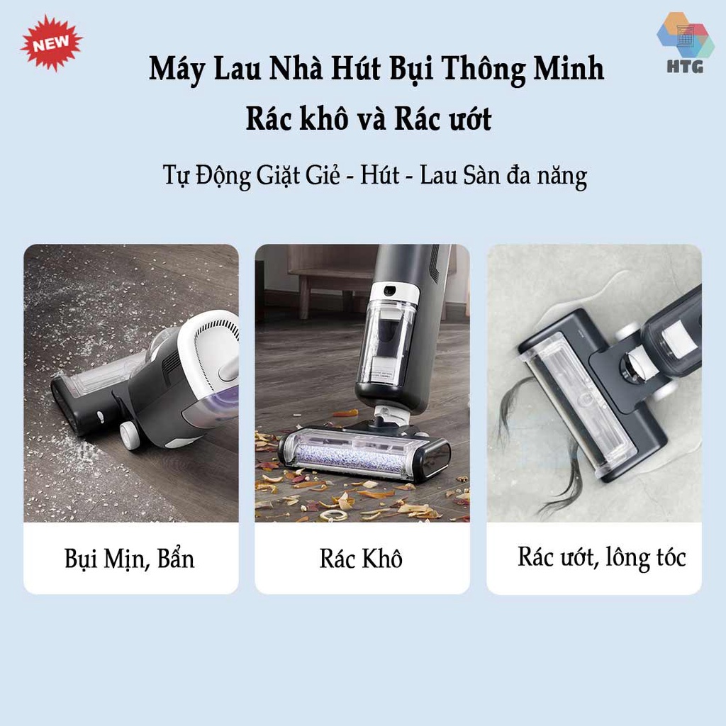 Máy lau nhà hút bụi Sawadaki FG3616 công nghệ mới 3 trong 1, tự động giặt giẻ 4s, nâng cấp lực hút 15000Pa, đa dạng sàn