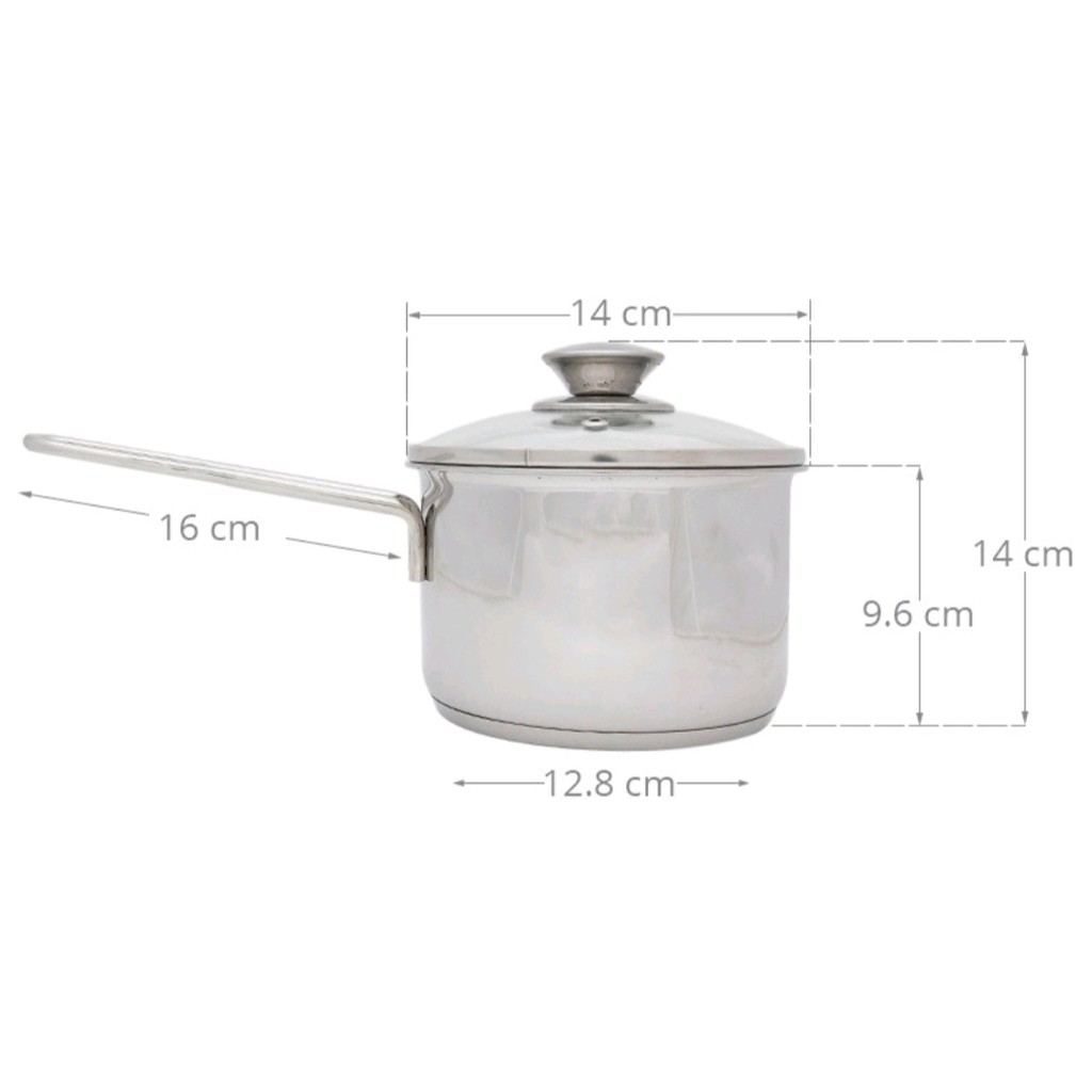 Quánh Inox 3 đáy nắp kính cao cấp Fivestar 12cm/14cm/16cm.