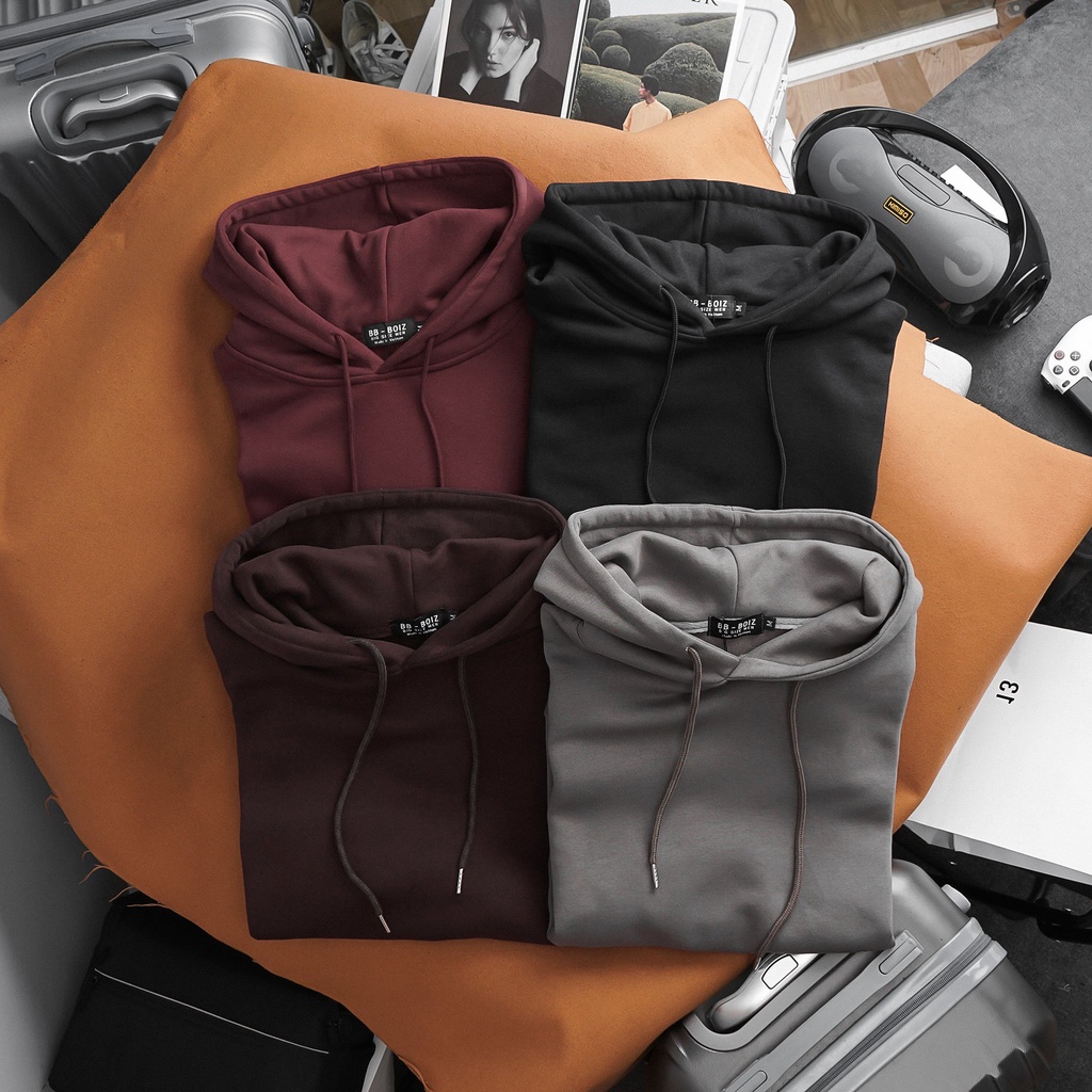 Áo hoodie BB - Boiz nam size lớn, bigsize 90kg - 130kg - trơn xám