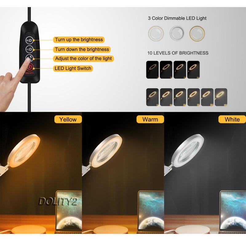 Kính Lúp Phóng Đại 5 Lần Có Kẹp Gắn Bàn Tiện Dụng