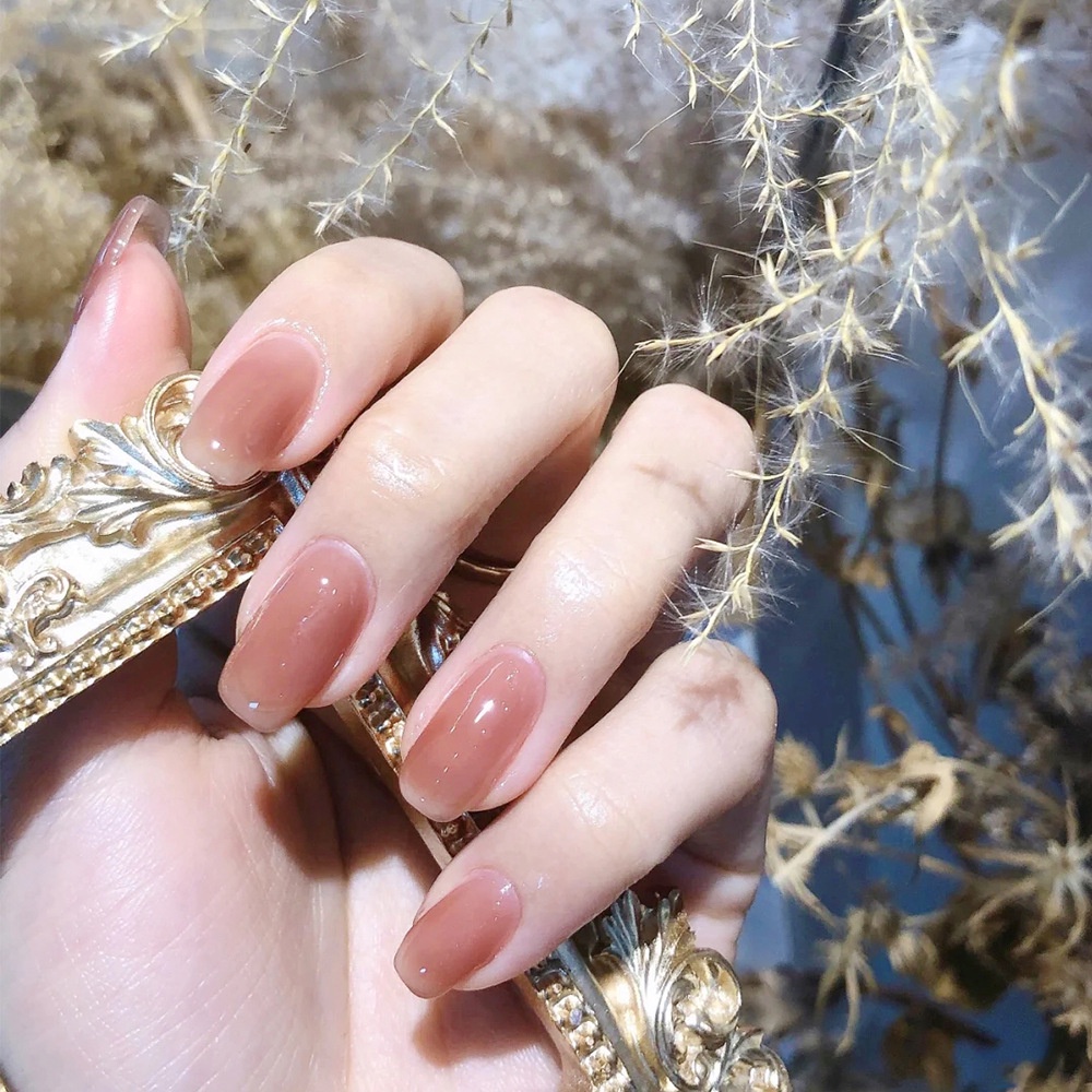 Bộ 24 Móng Tay Giả Dài Trung Bình Đính Kim Cương Nhân Tạo Phong Cách Hàn Quốc