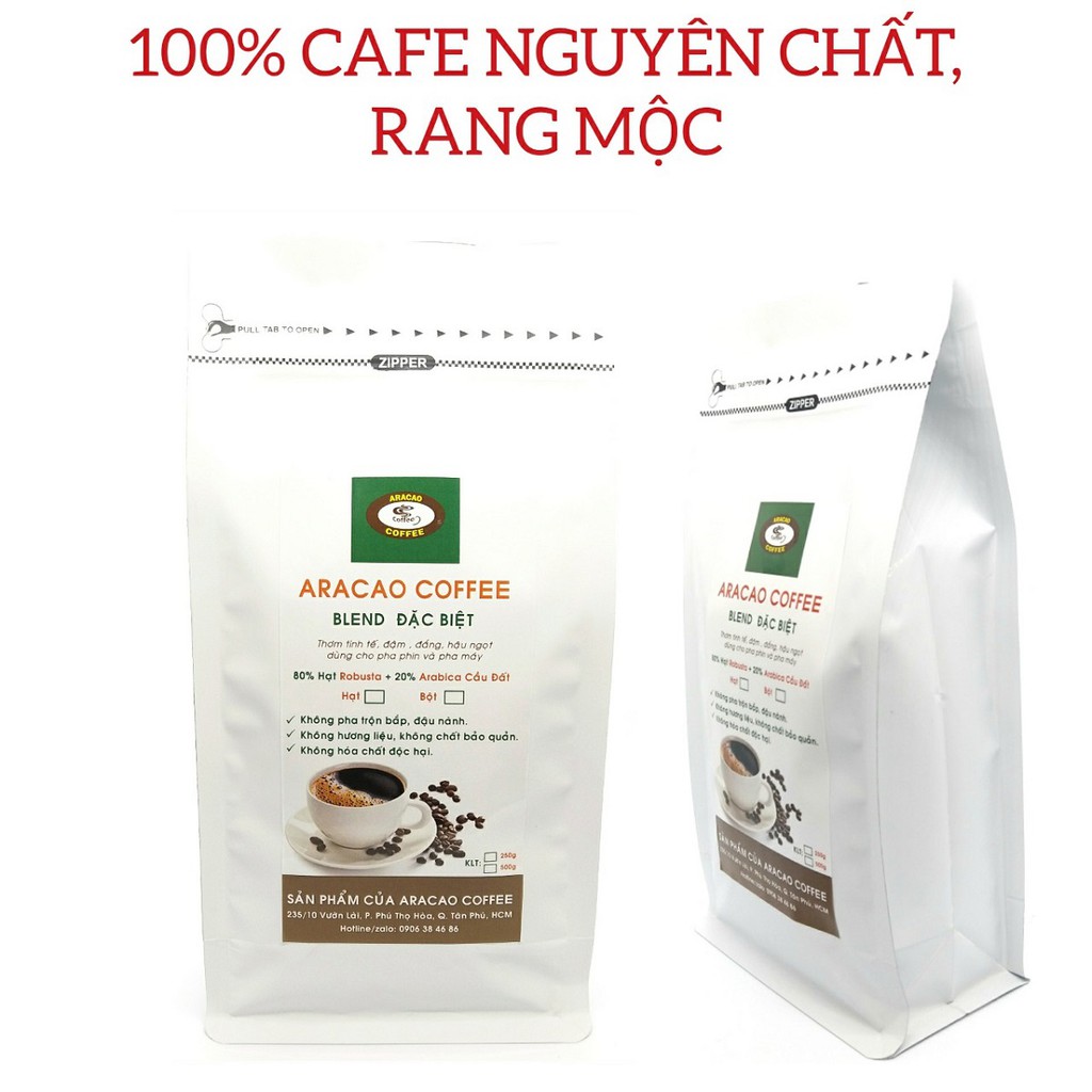 (1kg 2 GÓI ) Cà phê nguyên chất, cafe rang xay, BLEND ĐẶC BIỆT, pha phin và pha máy- ARACAO COFFEE