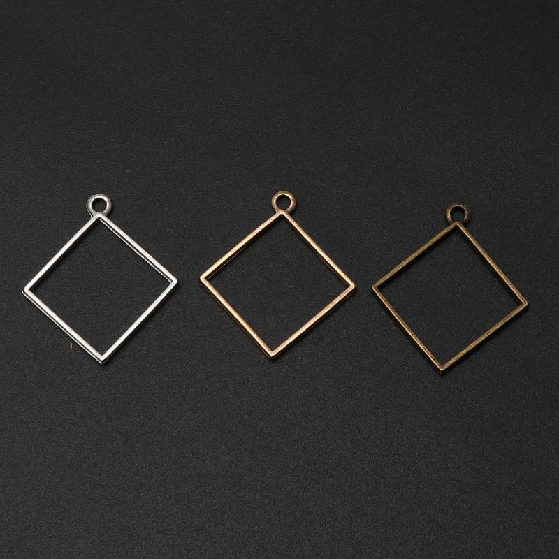 Bộ 10 Khung Mặt Dây Chuyền Hình Vuông Dạng Mở Dùng Làm Vòng Đeo Tay DIY