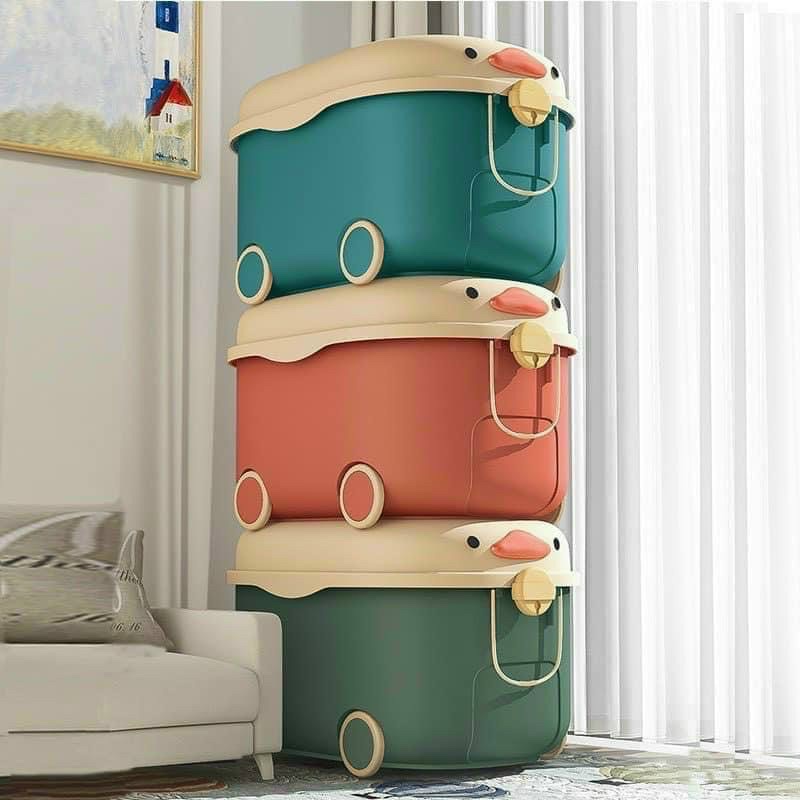Thùng Đựng Đồ Chơi Hình Con Vịt Có Bánh Xe Đẩy KT : 46X27X31CM