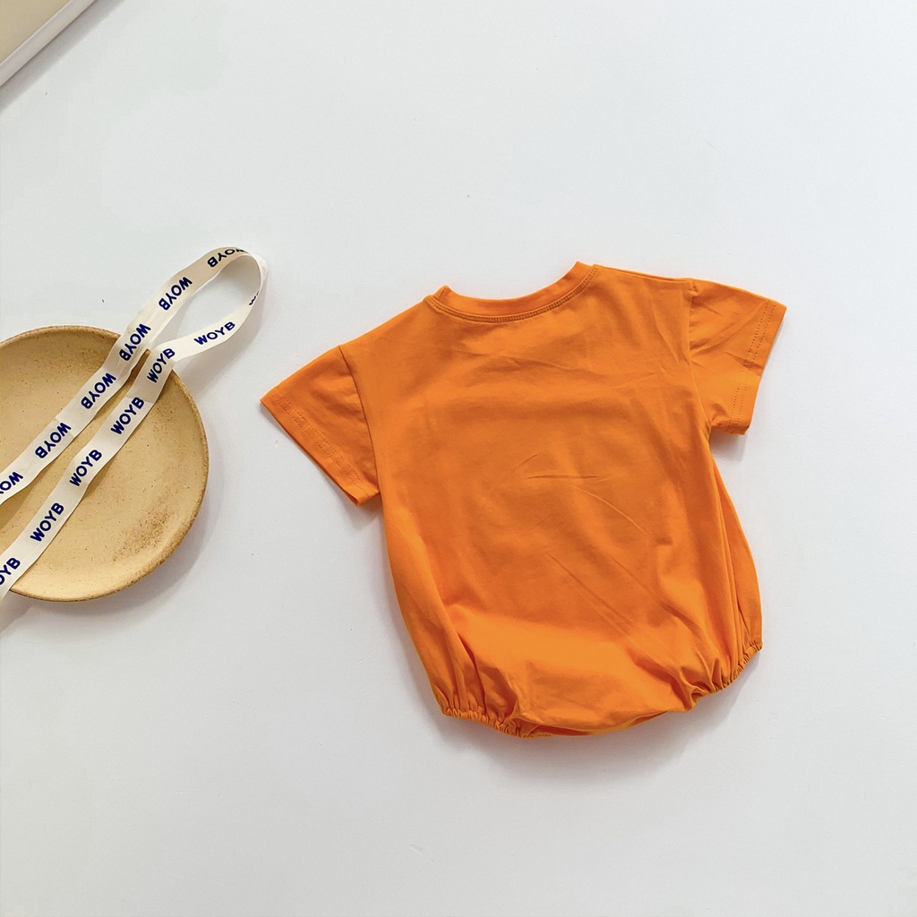 Bộ Áo Liền Quần Ngắn Tay Hoạ Tiết In Chữ Nhiều Màu Xinh Xắn Cho Bé Sơ Sinh