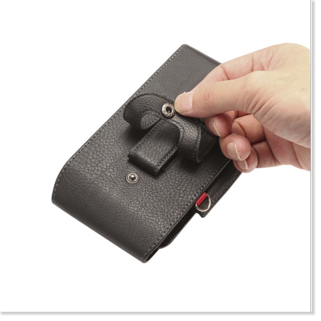 Túi da điện thoại thẻ tín dụng vật dụng đeo thắt lưng đa năng Leather Black