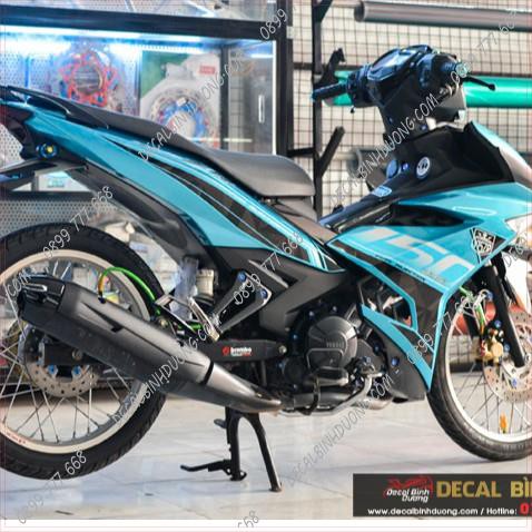 Tem Trùm Exciter 150 Y15ZR Xanh Bạc Đen - Decal Rời Candy Ánh Kim Cao Cấp
