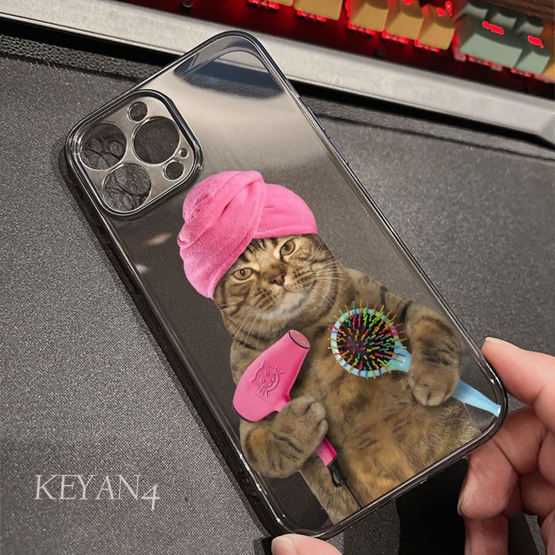 Ốp Điện Thoại Mềm Trong Suốt In Hình Mèo Và Bia Ngộ Nghĩnh Cho iPhone 13 12Promax 11 xs 8p