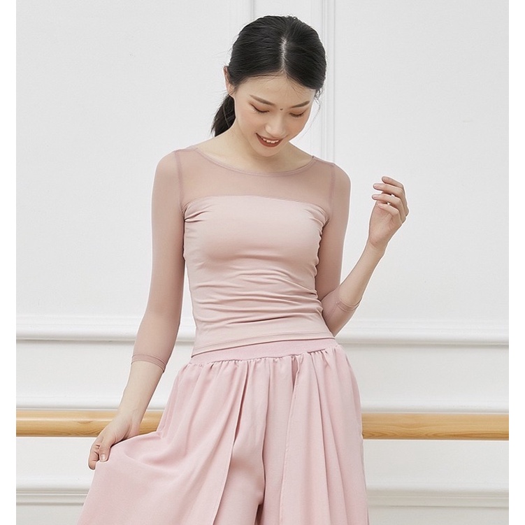 Áo tập múa cổ trang, múa đương đại, múa hiện đại, tập yoga, gym, zumba, thể thao phối lưới 4827