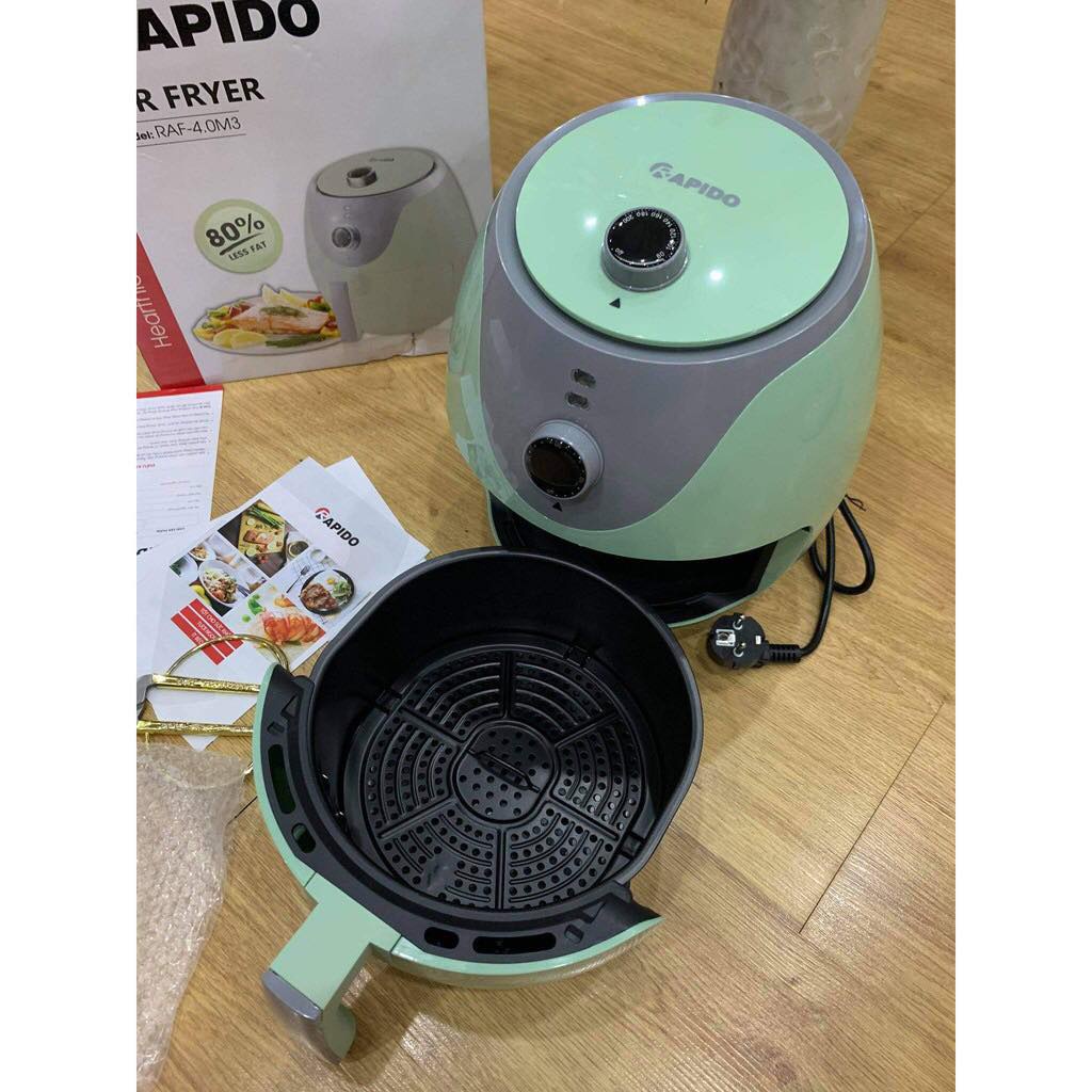 Nồi Chiên Không Dầu Rapido Xanh Pastel 4L 1200W RAF-4.0 Được Bảo Hành Chính Hãng 2 Năm