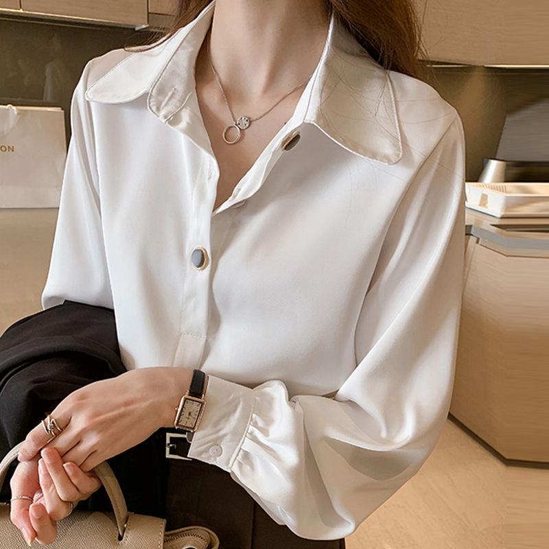 Áo sơ mi trắng tay dài vải voan thời trang mùa xuân 2020