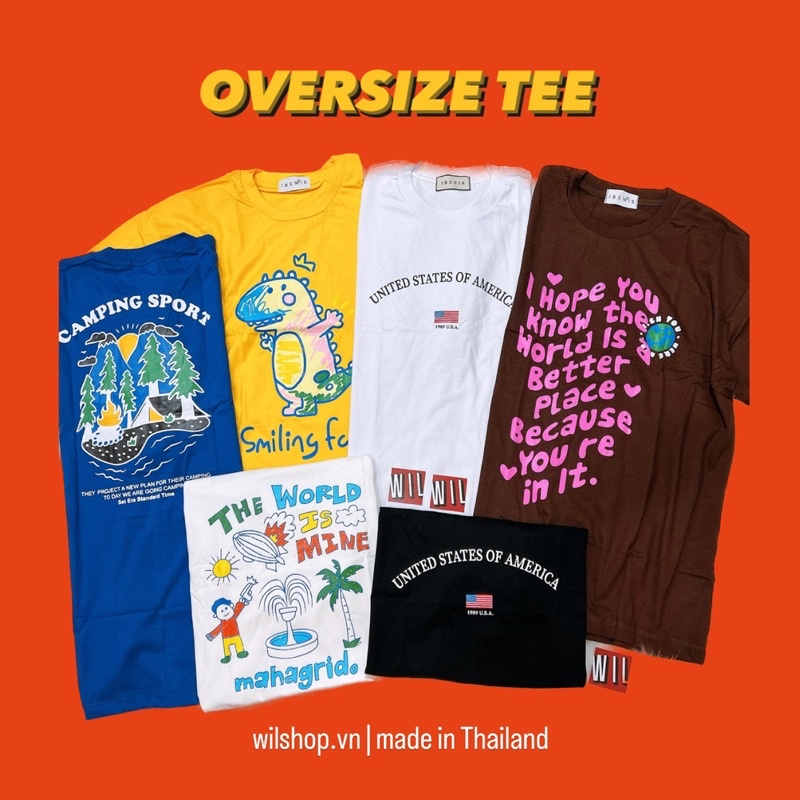 OVERSIZE TEE - ÁO THUN MÀU SẮC IN HÌNH / SLOGAN - ÁO UNISEX THÁI LAN