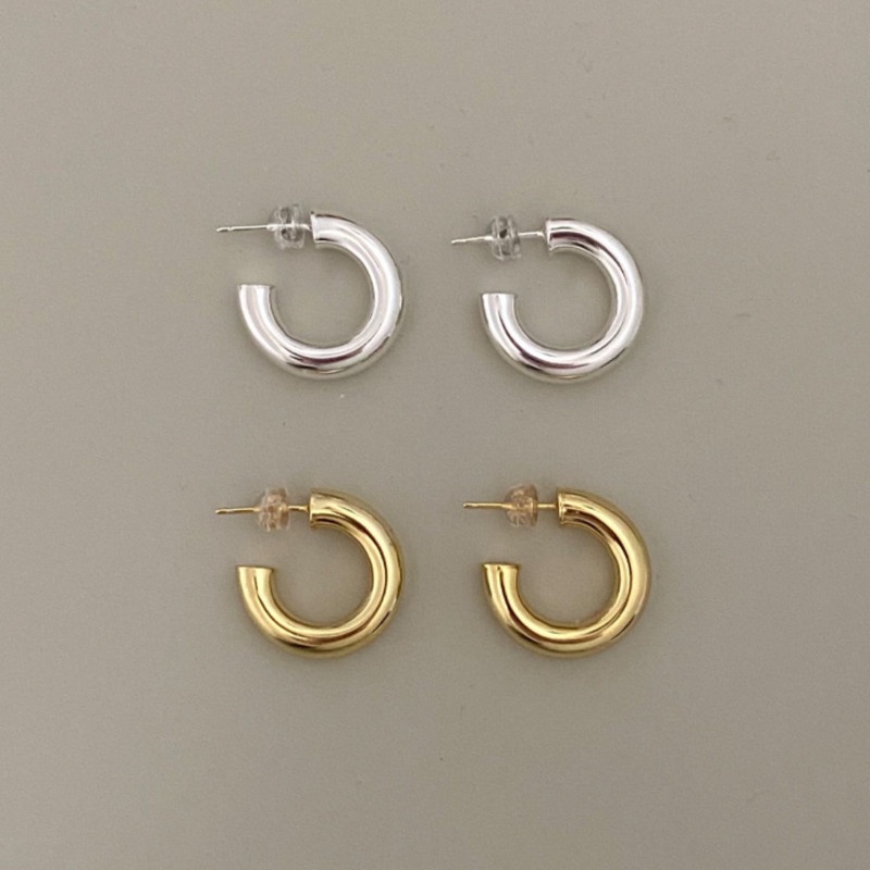 Bông Tai Chữ C Đơn Giản Cá Tính Titan Ko Đen TT 4363