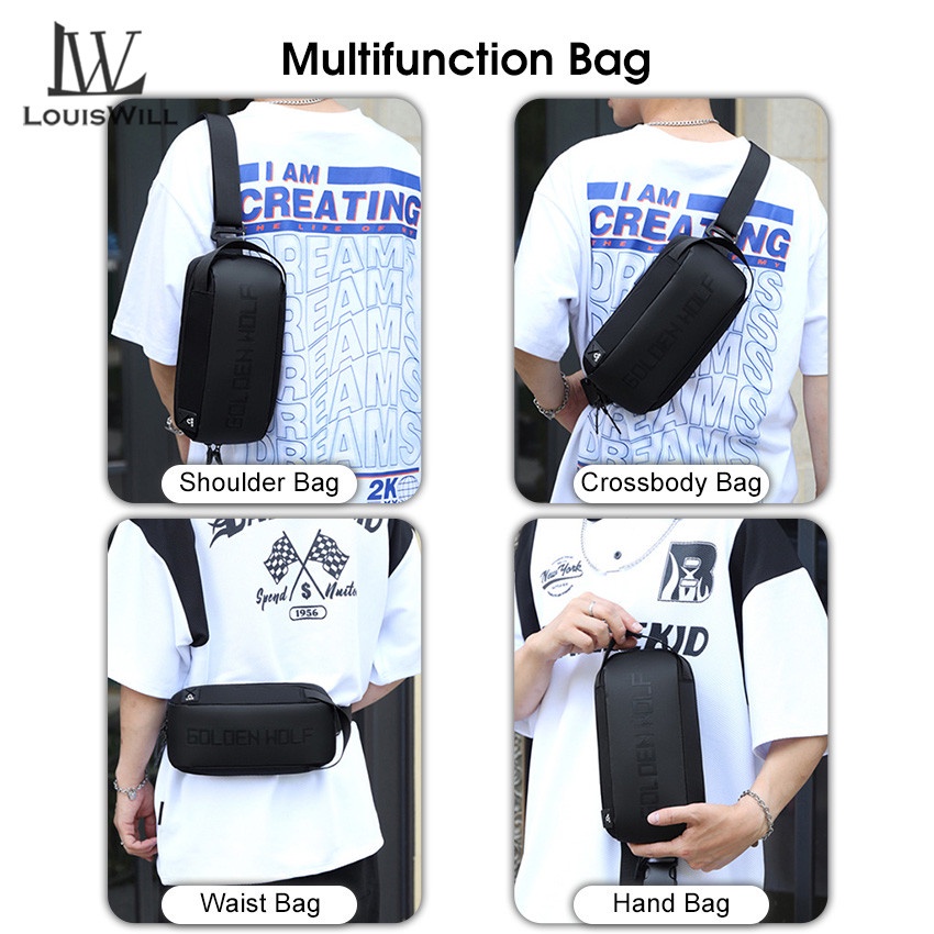 Túi Đeo Chéo LouisWill Chống Thấm Nước Sức Chứa Lớn Cao Cấp Thời Trang Dành Cho Nam