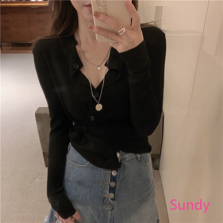 Áo Dệt Kim Tay Dài Thời Trang Mùa Thu Kiểu Hàn Quốc Cho Nữ