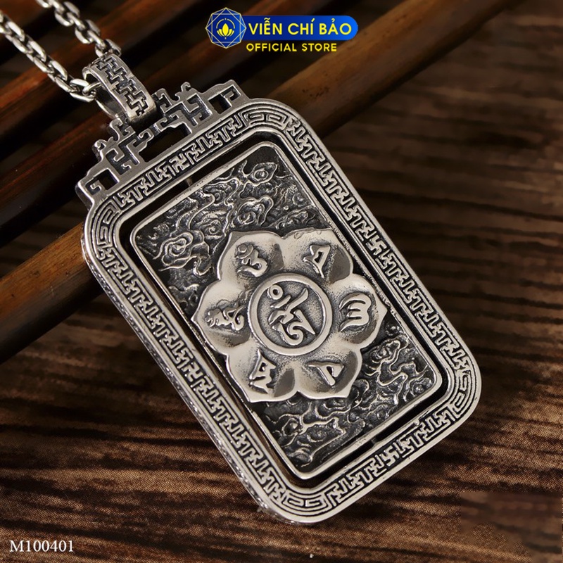 Mặt dây chuyền bạc nam Lục Tự Đại Minh Chân Ngôn xoay 360 độ chất liệu bạc Thái 925 thương hiệu Viễn Chí Bảo M100401