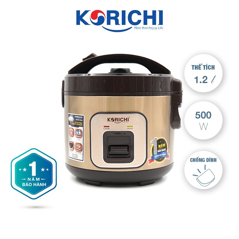 Nồi cơm điện Korichi-1201 lòng niêu chống dính, giữ nhiệt lâu, cơm dẻo ngon (1.2L)