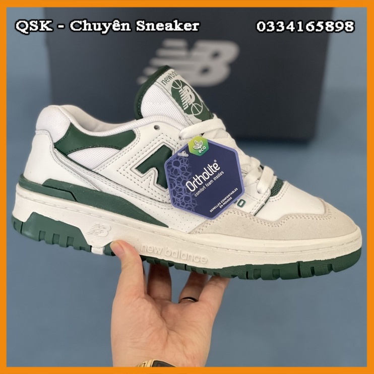 Giày Sneaker NB 550 White Green Cao Cấp Fullbox, Giày thể thao nam nữ newbalance 550 trắng xanh hot trend 2021