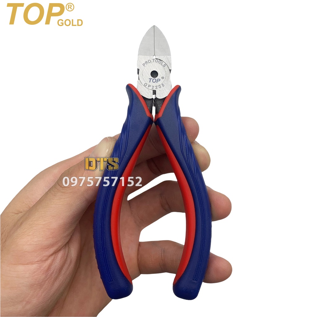 Kìm cắt kỹ thuật trợ lực lưỡi bằng 5 inch TOP GOLD, kìm cắt bavia nhựa, kềm cắt dây điện, kim loại mỏng, trang sức quý