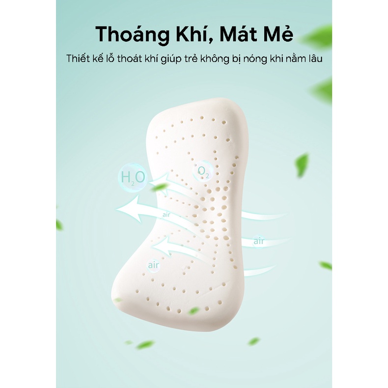 Gối Cao Su Non Cho Bé MARIS Mr - 704 Vỏ Gối Cotton Mát Mẻ Size 50 x 28 x 4.5Cm, Gối Ngủ Cho Bé