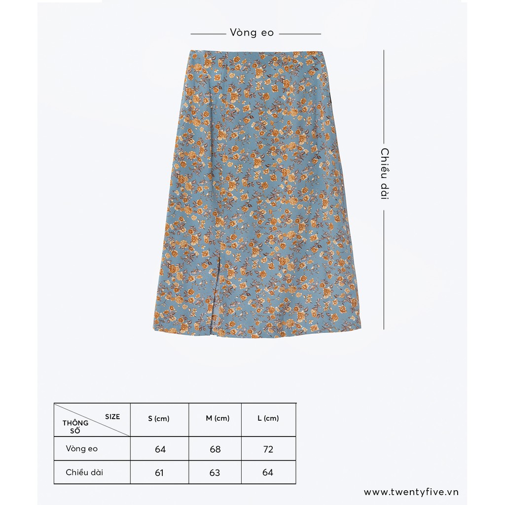 Chân váy hoa nhí vintage, xẻ vạt Twentyfive L31 | BigBuy360 - bigbuy360.vn