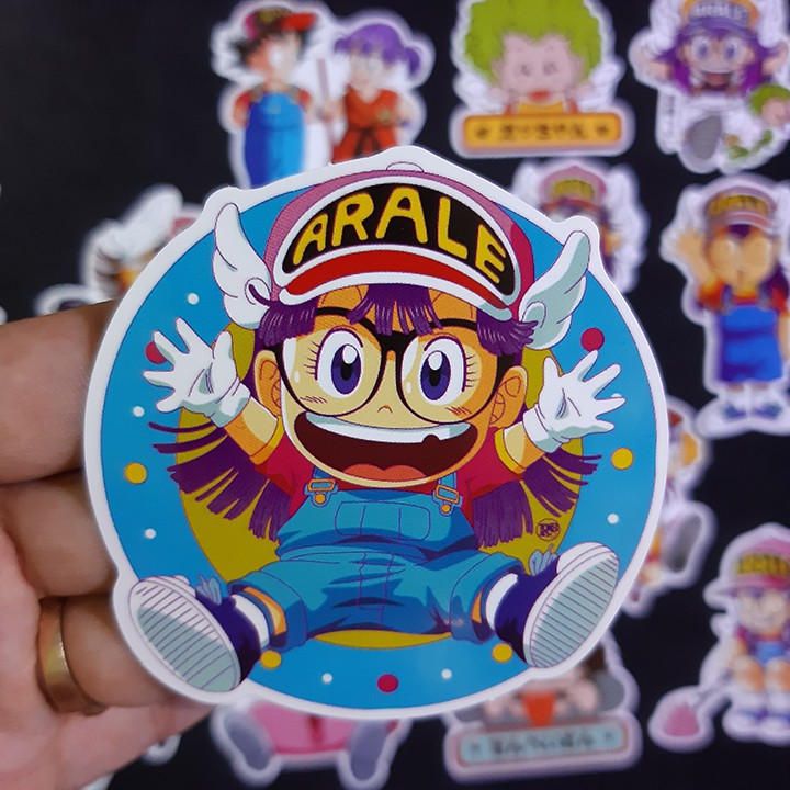 Bộ Sticker dán cao cấp chủ đề ARALE - CÔ BÉ ROBOT - Dùng dán Xe, dán mũ bảo hiểm, dán Laptop...