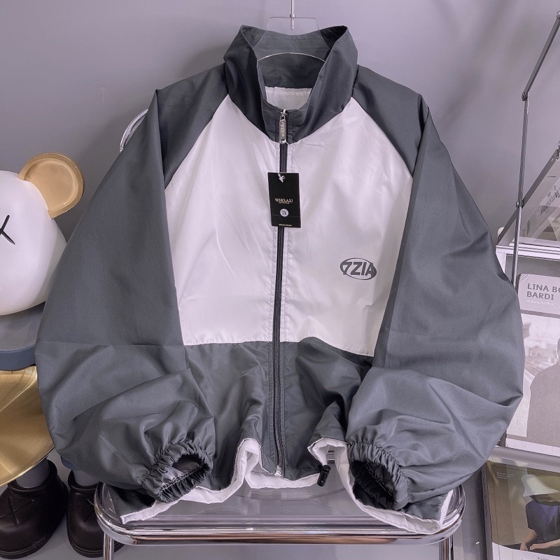 Áo Khoác Dù 2 Lớp Cổ Trụ Tay Chun_Áo In Chữ 7ZIA_Chất Dù Sịn Nhập QC Thoáng Không Bí Hơi_AK64