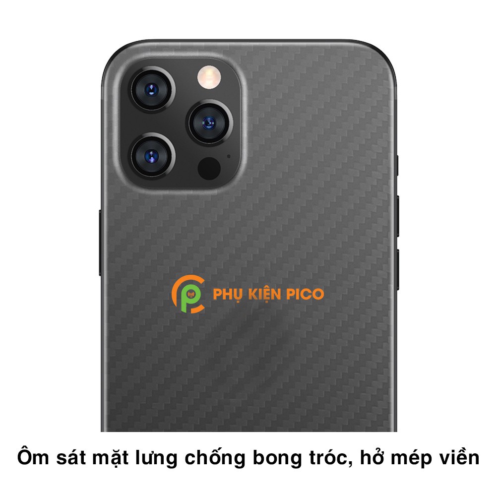 Dán lưng Iphone 12 Pro trong suốt nổi vân Carbon 3D tản nhiệt tốt cho Iphone 12 Pro