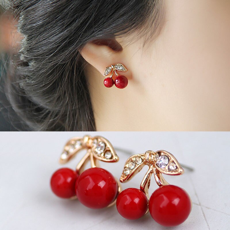 Đôi khuyên tai tạo hình hoa anh đào đính đá thời trang cho nữ