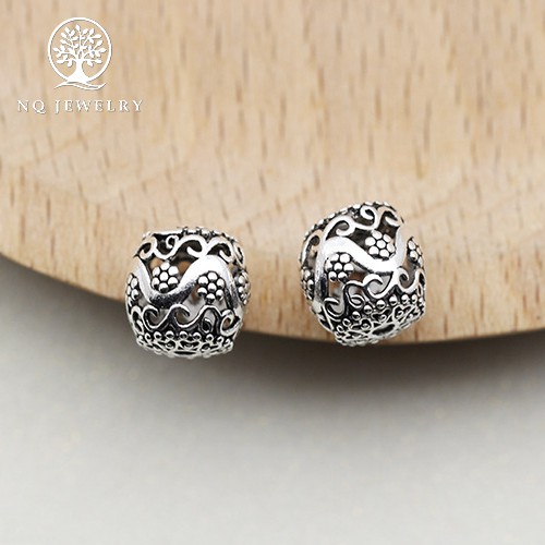 Charm bạc hạt retro rỗng - NQ Jewelry